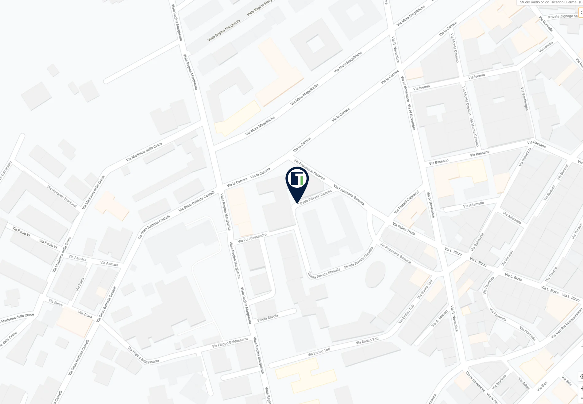 Mappa con la posizione dello Studio Radiologico Tricarico in Via La Carrera, Altamura